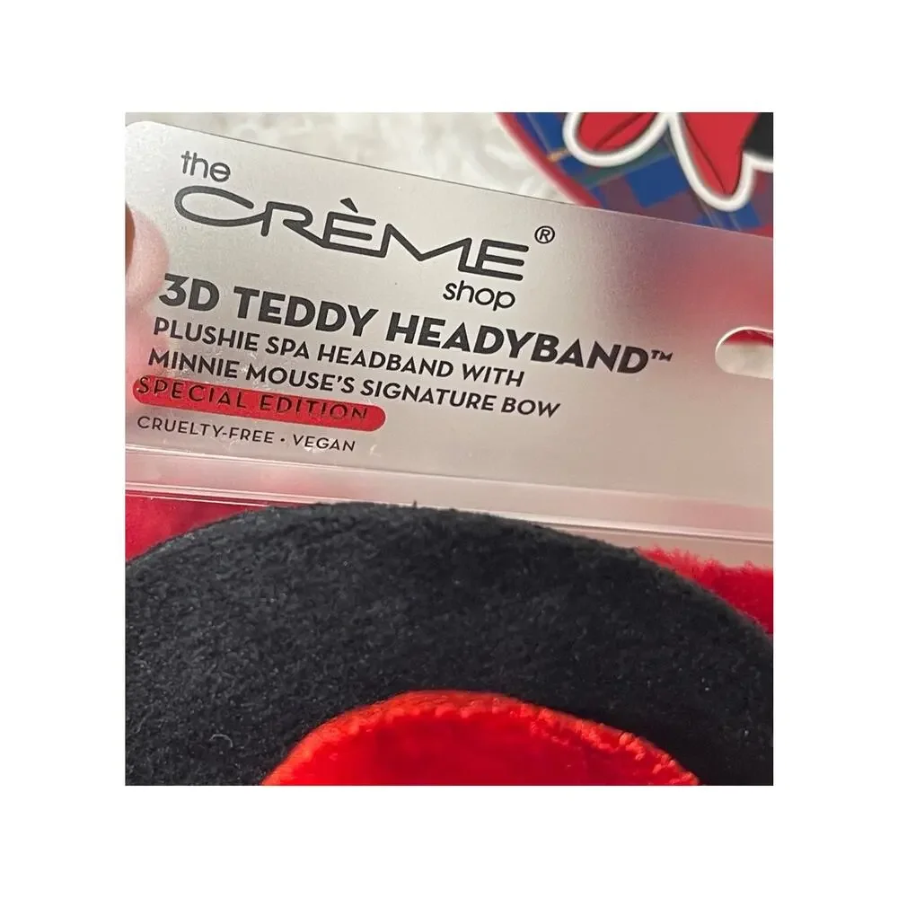 The Creme Shop Minnie Mouse 3D Teddy Spa Headband Plushie Bow Hairband Red Black